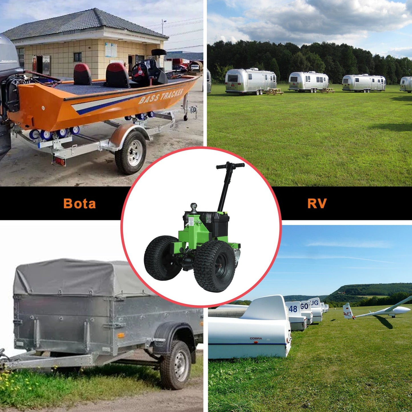 Electric Trailer Dolly, 3600 lbs Motorized Trailer Mover with Dual Hitch Balls, 24V DC Power, 13”X6.5” Tires & Swivel Casters with Brakes, for RV, Caravan, Boat, Utility Trailer