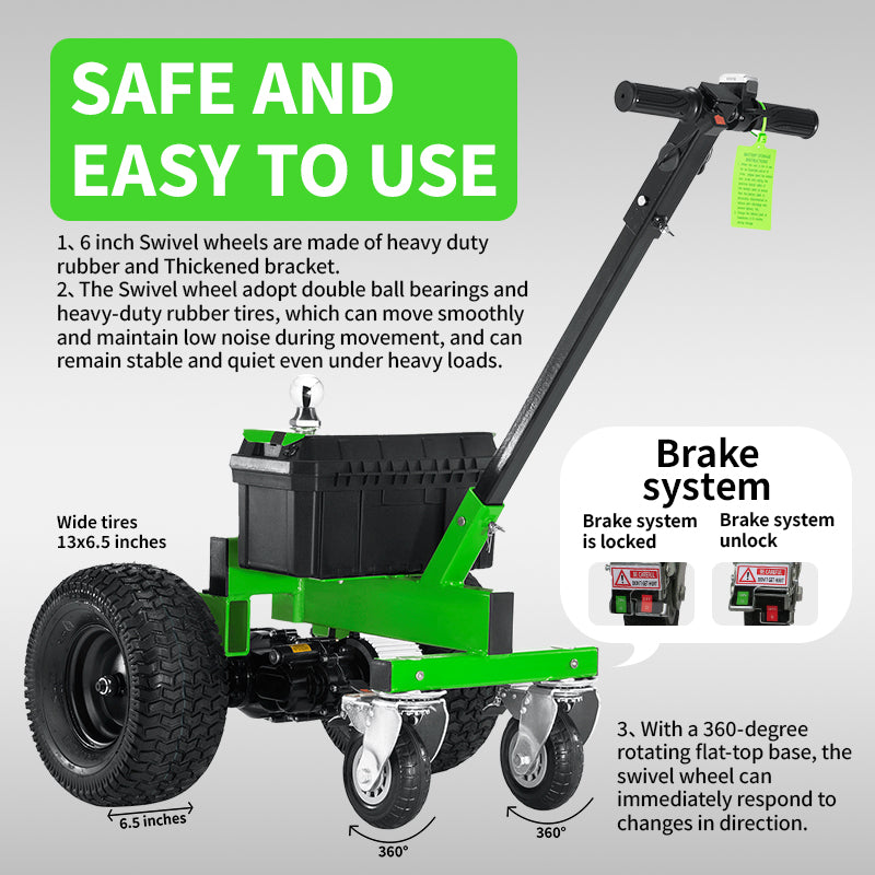 Electric Trailer Dolly, 3600 lbs Motorized Trailer Mover with Dual Hitch Balls, 24V DC Power, 13”X6.5” Tires & Swivel Casters with Brakes, for RV, Caravan, Boat, Utility Trailer